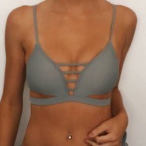 Small strappy gray bikini top